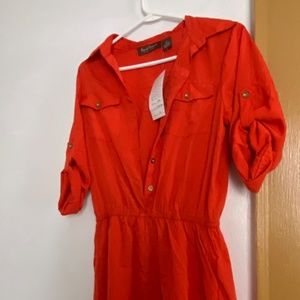 Medium Sized Short Sleeve Reddish Orange Romper